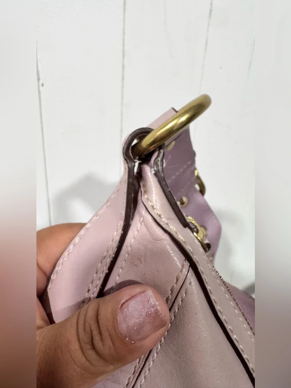 Coach Lilac Vintage Hampton Leather Hobo with Gold Hardware